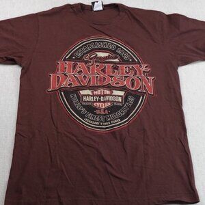 Harley Davidson T Shirt Large Brown Adamec Jacksonville Motorcycle Graphic 2011